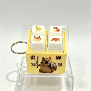 what the dog doing voice key four-grid pendant keyboard decompression keychain pendant Glowing toy small gift friend leather universal fit kid adult