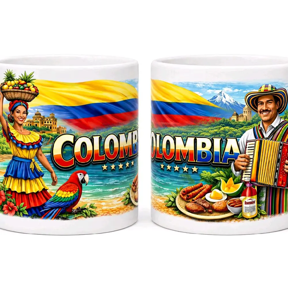 Colombia Mug - Colombian Gift Coffee Cup for Latino Enthusiasts - Cultural Design - Perfect Gift for Colombians - Vibrant Artwork