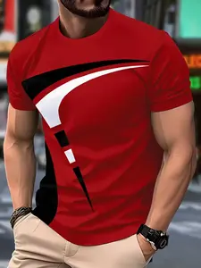 Men's Short Sleeve 3D Novelty T-Shirt, Casual Style, Unique Design, Perfect for Daily Wear, Comfortable and Stylish