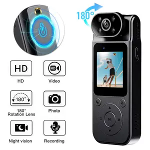 Body Camera 1080P Wearable Camcorder with IR Night Vision, 180° Rotating Lens & Magnetic Clip, Portable POV Action Camera for Cycling, Skiing, Hiking, Travel Vlog Recording