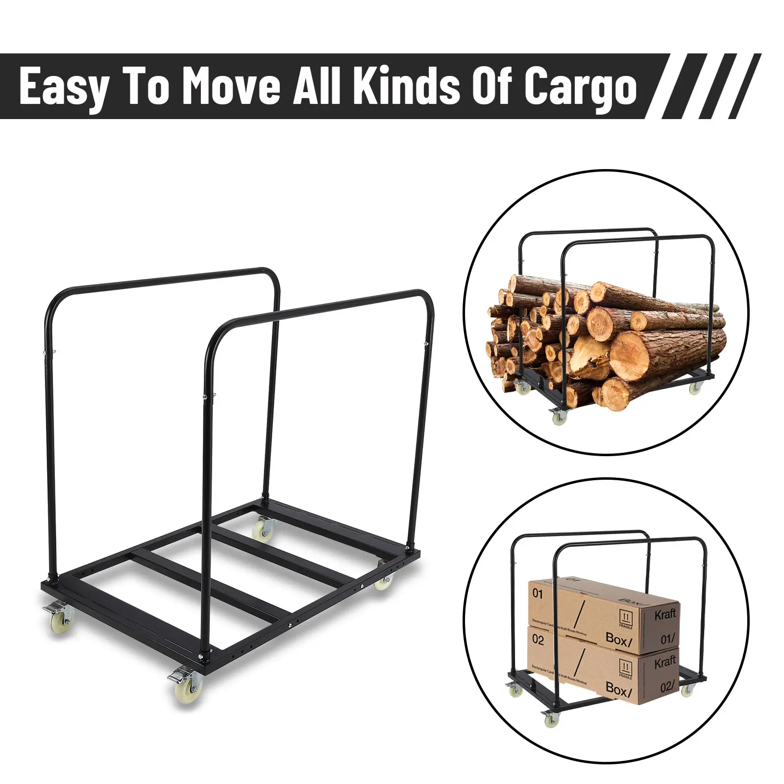 Folding Steel Table Cart 1800 lbs, Heavy Duty Mobile Trolley with 5 Inch Swivel Wheels, Capacity for 10 Tables Garage Warehouse Event Use