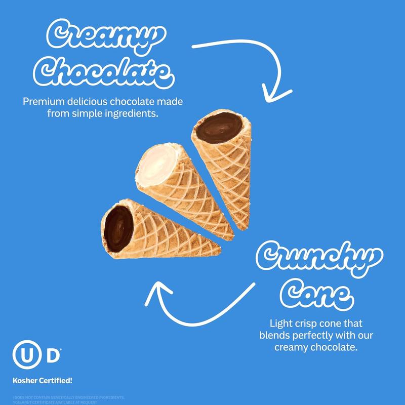 Muddy Bites Waffle Cone Snacks Bite Sized Filled Cone Bites for Snack or Dessert, Milk, Dark & White Chocolate, Made with Cane Sugar, Kosher, Fair Trade Certified (Variety Pack, 6 Bags)