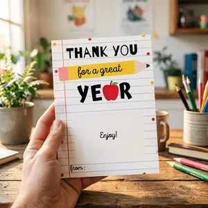 Graduation Year End Teacher Thank You Gift Card Holder, DIY Adhesive Gift Cards, 5 Pcs, Perfect Teacher Appreciation Present
