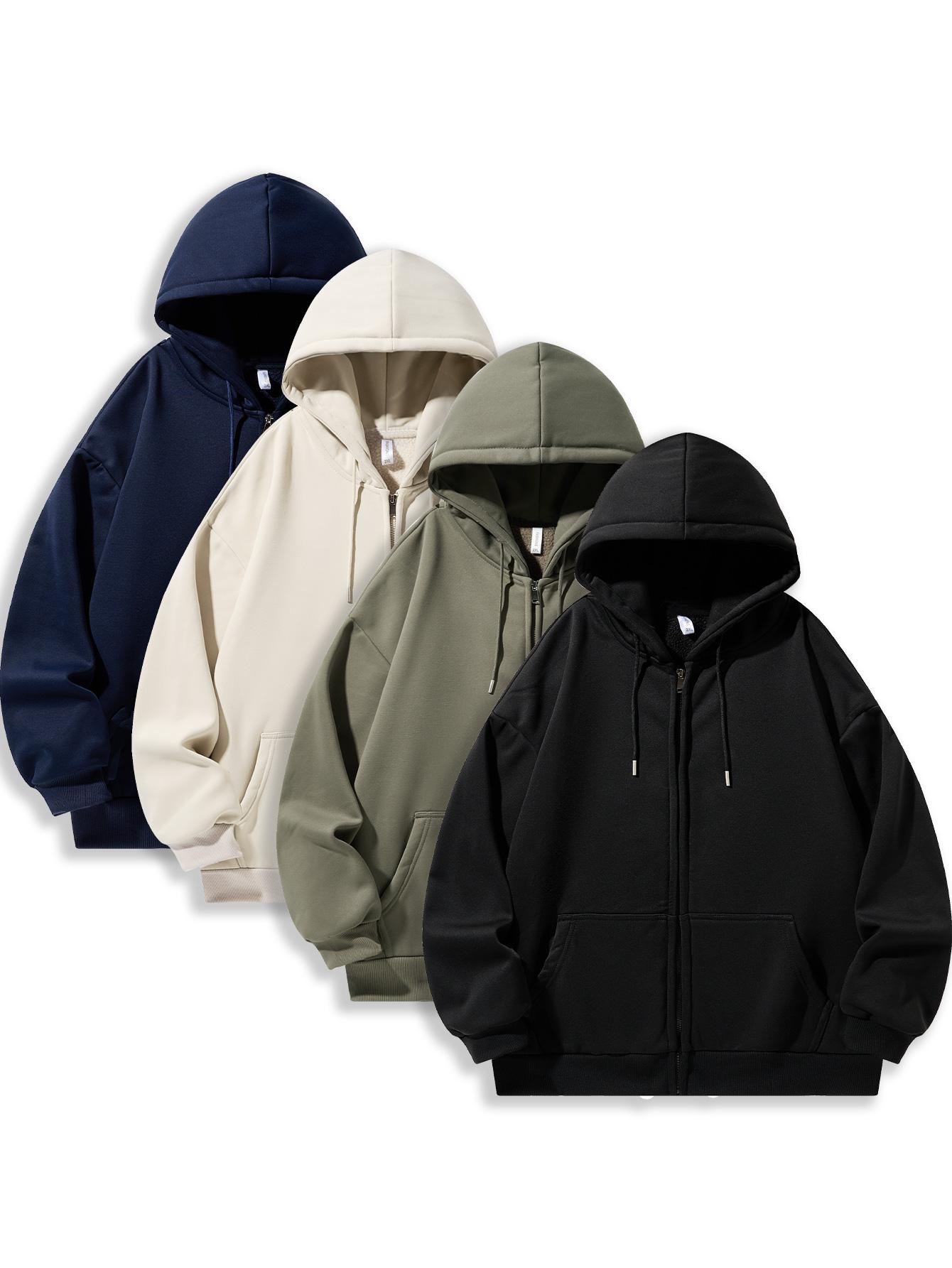 CCCMAI Men's Solid Zip-Up Hoodie Casual Loose Fit Long-Sleeve Hooded Sweatshirt for Everyday Wear All-Season Menswear Aesthetic Street Style