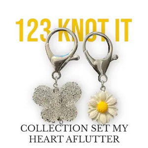 Set my heart aflutter set of two stitch markers with large clasps for crocheting