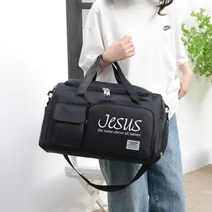 Jesus Print Travel Bag, Multifunctional Fitness Duffel Bag and Backpack, Large Capacity Casual Nylon Travel Bag, Lightweight, Workout Sport Bags, Outdoor Fitness Bag, Suitable for Gym, Sports, Overnight