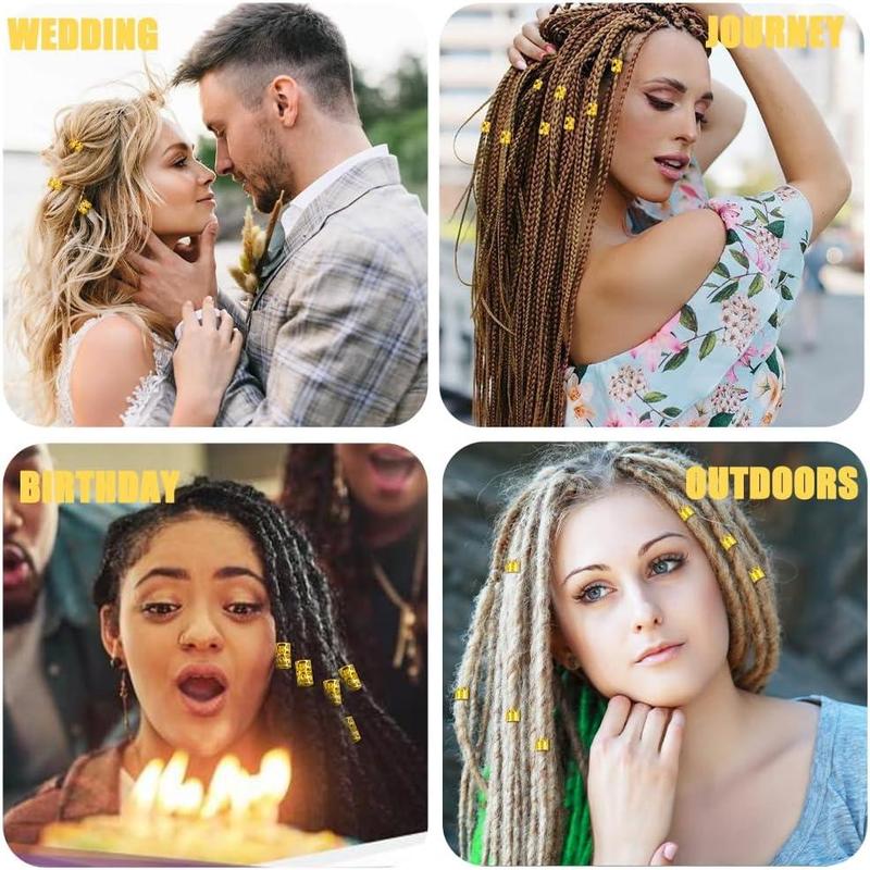 259 Pcs Hair Jewelry for Braids, Loc Jewelry for Hair Dreadlock, Charm Accessories for Women, Metal Gold Braids Rings Cuffs Clips for Dreadlock Accessories Clips Rings Extensions Decorations