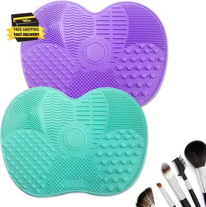 2 Pcs Silicone Makeup Brush Cleaning Mat - Makeup Brush Cleaner Mats.Cosmetic Cl