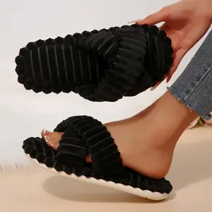 Slippers for Women Warm Fuzzy Bedroom Sandals for Fall & Winter Breathable Open-Back House