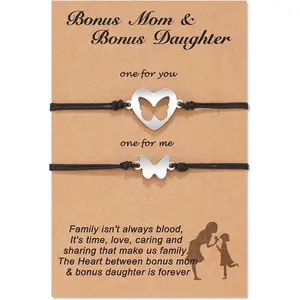 Bonus Mom Daughter Gifts Matching Bracelets Birthdays Graduation Christmas New Year Anniversary Back to School Gift(Sheet)