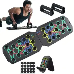 Foldable Push-Up Board with 28 Multi-Grip Holes - Non-Slip Home Gym Equipment for Chest, Arms & Core Workouts, Portable Fitness Training Board for Men/Women