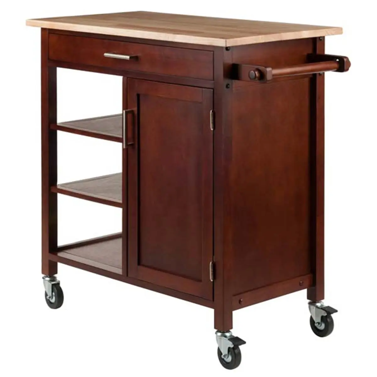 Winsome Wood Marissa 2-Toned Multi-Use Floor Cabinet - Wood Construction, Handle Doubles as Paper Towel Holder, Castor Wheels, 36.06"w x 18.5"d x 34.61"h Indoor Storage Cupboard