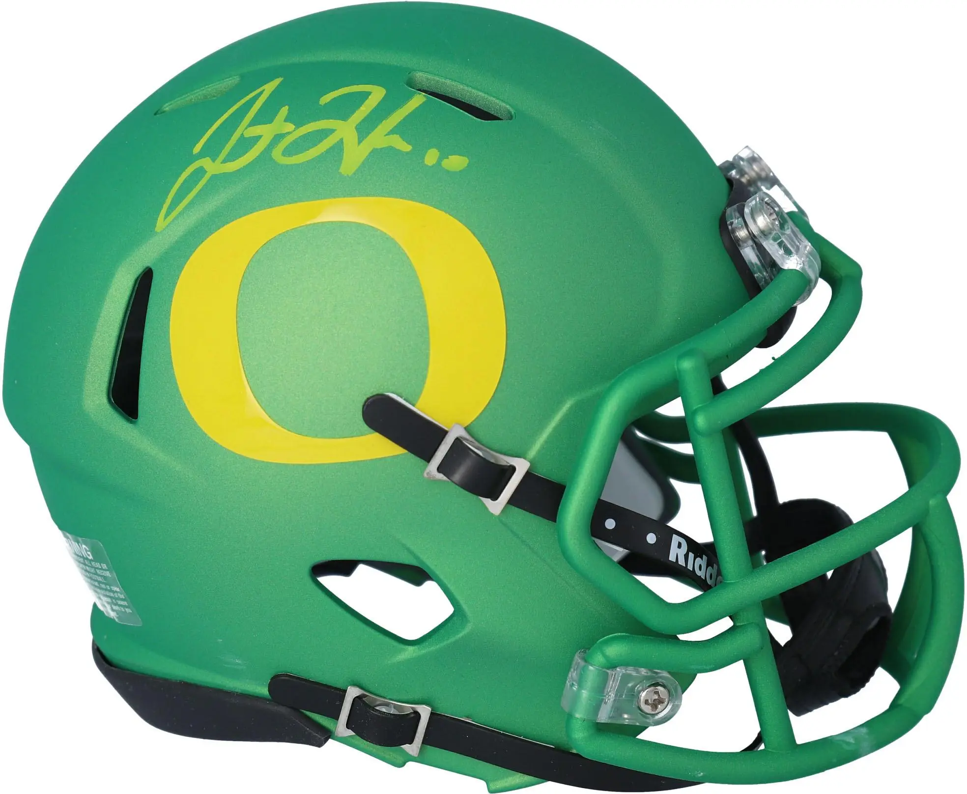 Justin Herbert Oregon Ducks Autographed Riddell Green Apple Speed Mini Helmet - Fanatics Authentic Certified