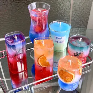 Summer Bubble Water Drink Fruit Jelly Wax Aromatherapy Cup, Trendy Scented Candles, Party Home Decor, Atmosphere Candles, Perfect Holiday Decoration, Peach Bellini Candle