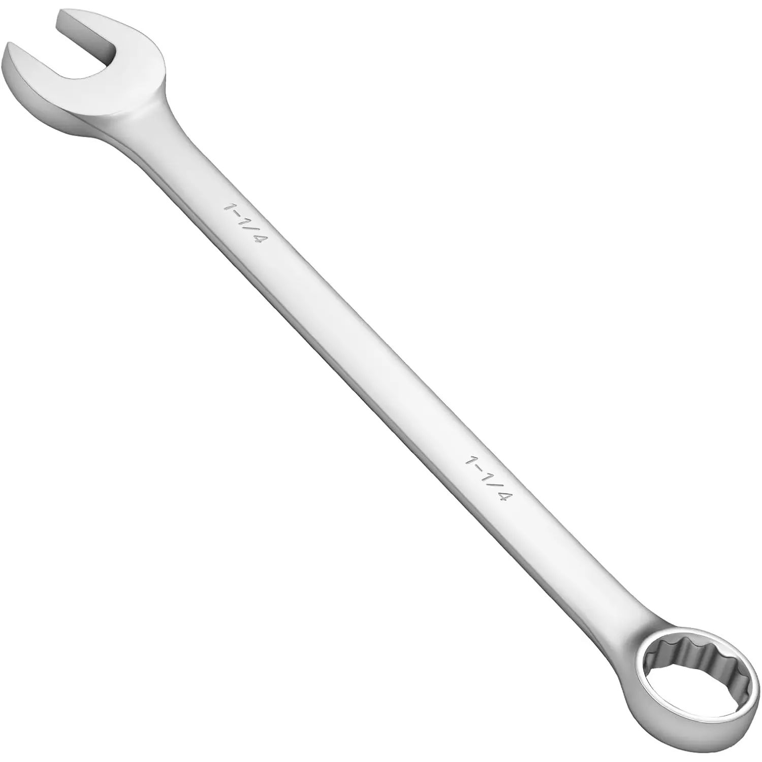1-1/4 Inch Combination Wrench, Industrial Grade Spanners with 12 Point Box End, Durable Chrome Vanadium Steel with Off Corners Design, 15  Offset - SAE
