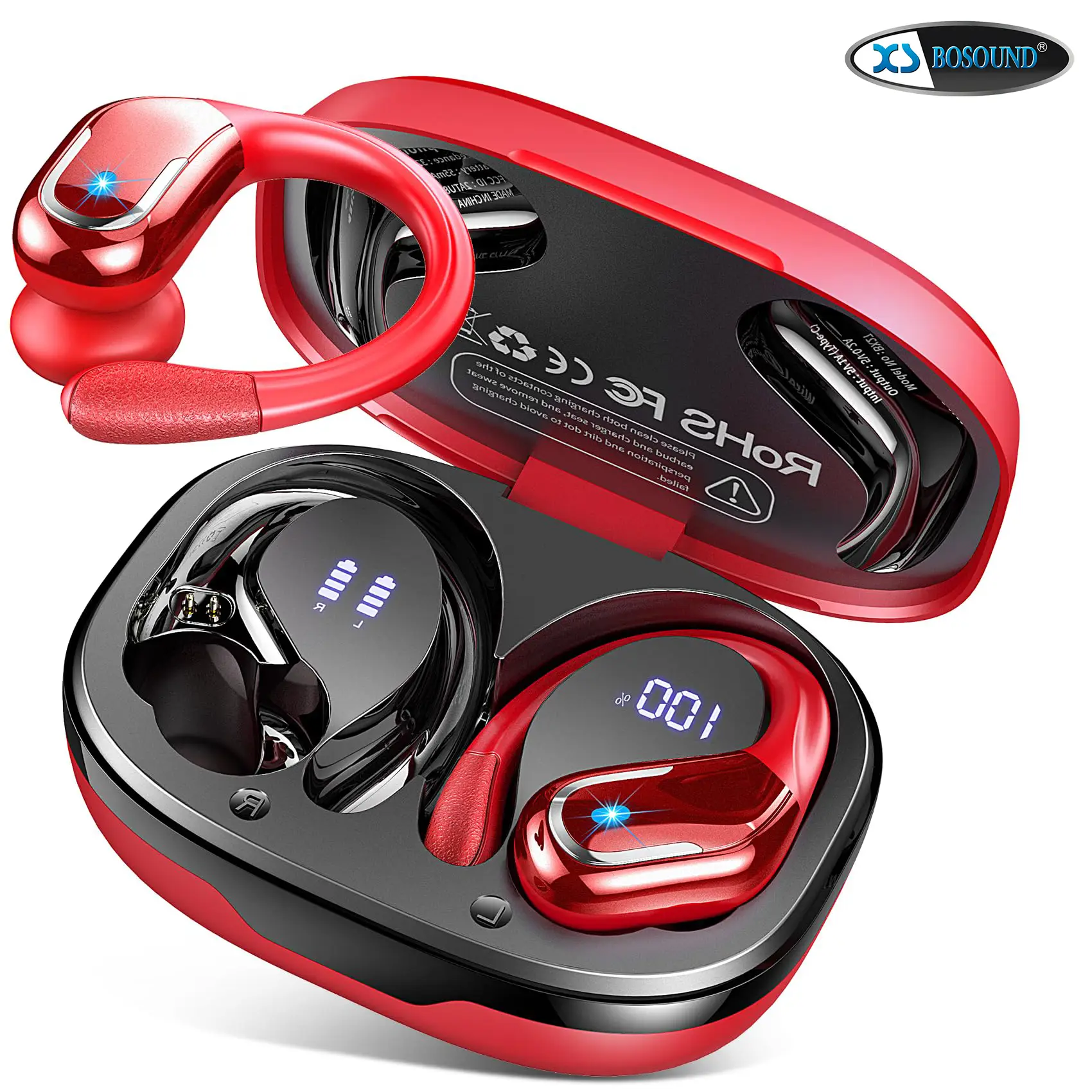 RythmWave BX-27 Wireless Bluetooth Earbuds 75Hrs Bluetooth 5.3 Ear Buds for Sports, Hi-fi Stereo Earphones with LED Display Charging Case, Headphones