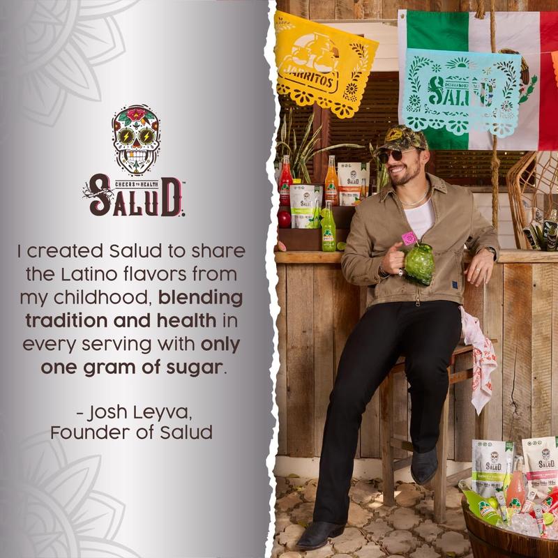 Salud x Jarritos 2-in-1 Energy Drink Powder + Focus, Fruit Punch, Organic Caffeine, B6 + B12, Theanine, Clean Energy Drink Packets, Agua Fresca Mix, Non-GMO, Gluten Free, 1g of Sugar, (15 Servings)