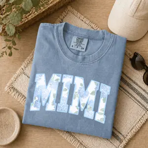 Hydrangea Blue Mimi Comfort Colors Shirt - Mother's Day Gift for Grandmother, Preppy Floral Mimi