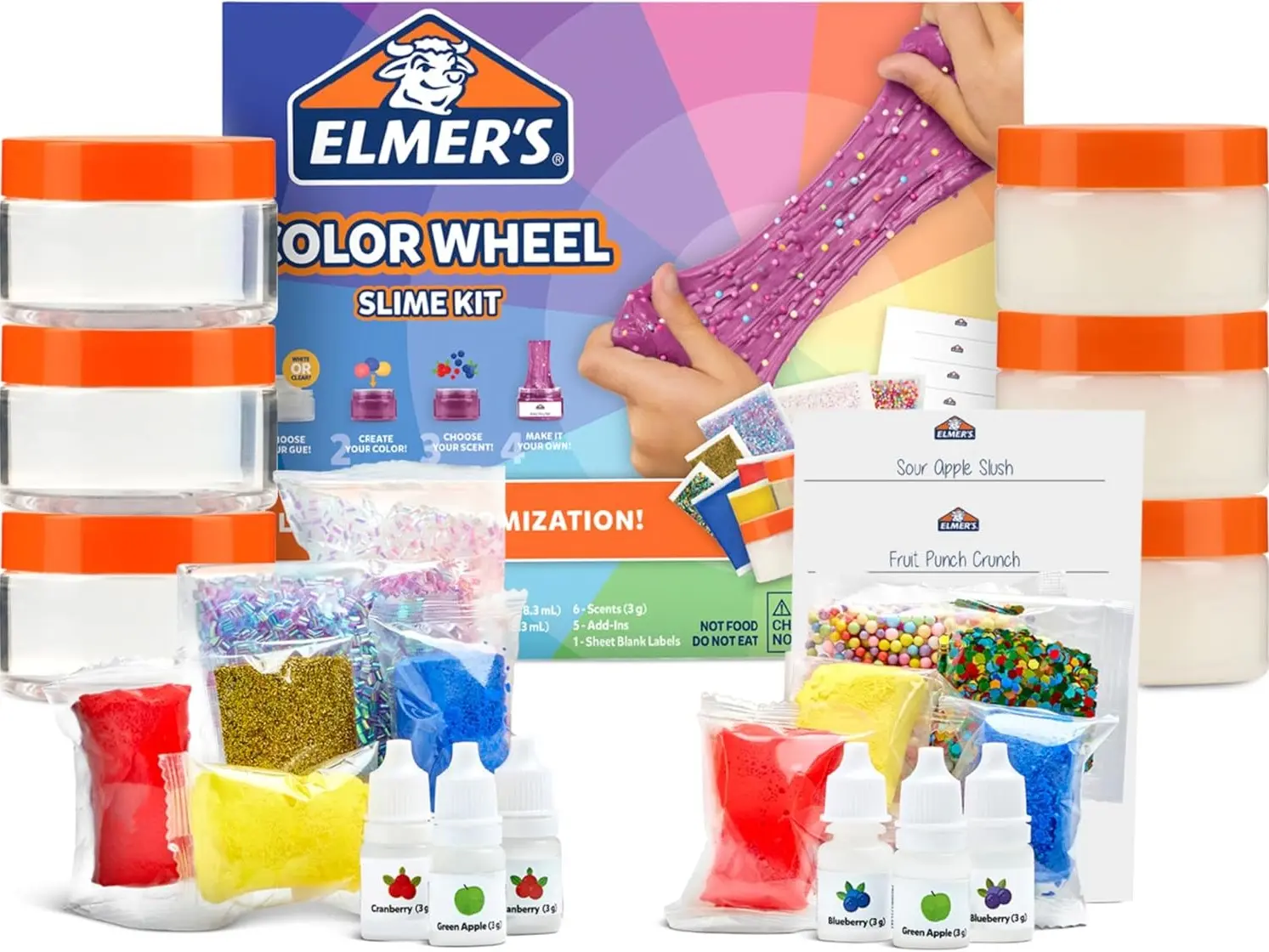 Elmer's Color Wheel Slime Kit, Includes Premade Slime, Clay Color Pigments, Scents, Sheet Labels, 24 Piece Kit - Arts & Crafts, Kids DIY Fun, Summer Activity