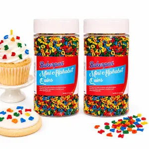 Bakerpan 2 Pack Quins Alphabet Sprinkles for Cake Decorating - 6.1 Ounces - ABC Edible Confetti Sprinkles for Cupcakes, Ice Cream, Cookies, Cakes