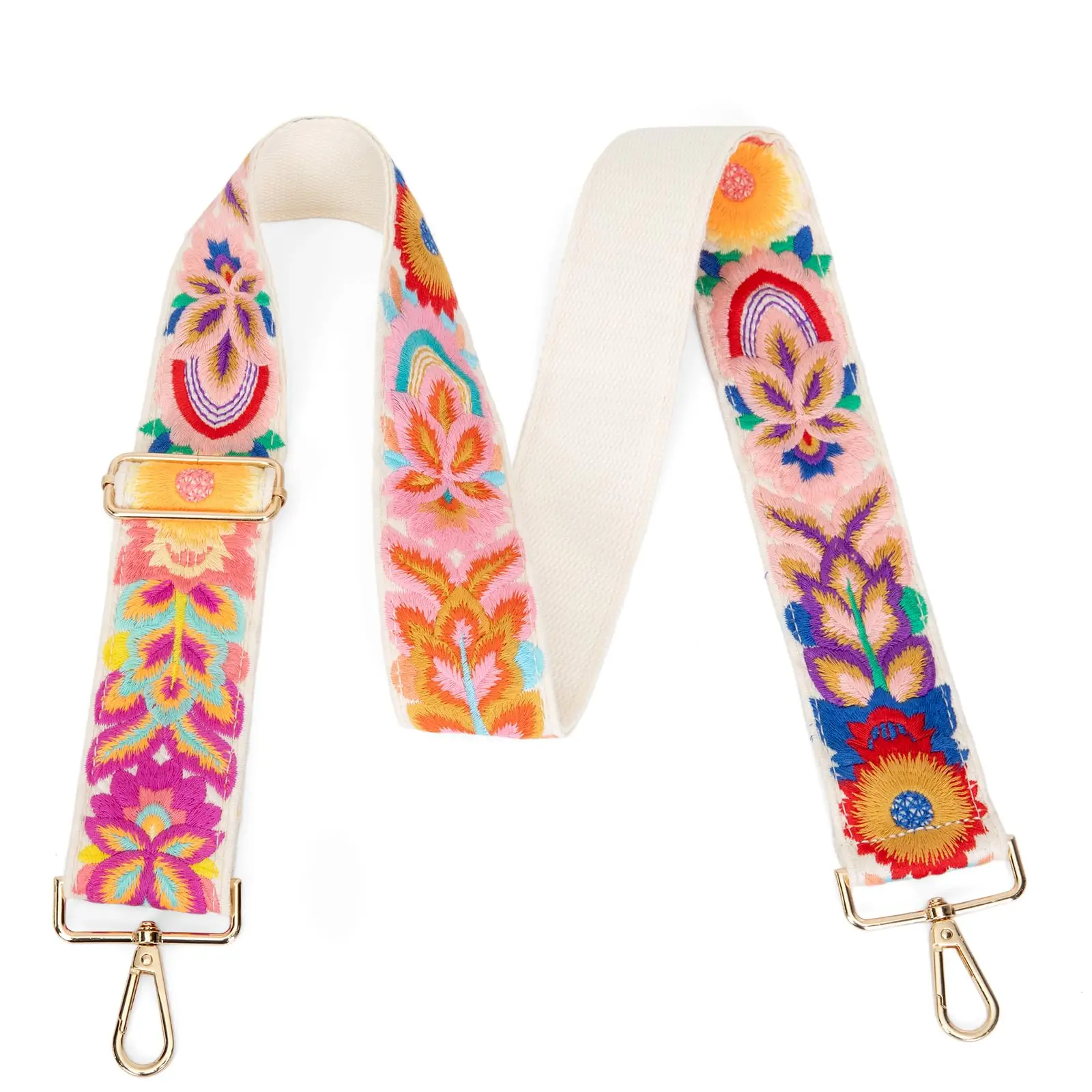 Crochet Embroidery Flower Purse Strap  2 Inch Wide Adjustable Replacement For Crossbody Bag