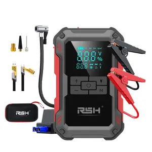 【Mother's Day Gift】10000mAh Ultra-Safe Jump Starter – Starts all 12V battery vehicles. Features 150 PSI air compressor, 18W fast charging, tire pressure check, and LED light. Includes jumper cables, air hose, storage bag, and 4-in-1 charging cable