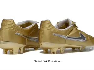 Luxe metallic gold quilted soccer cleats with polished silver branding, built to stand out on every pitch