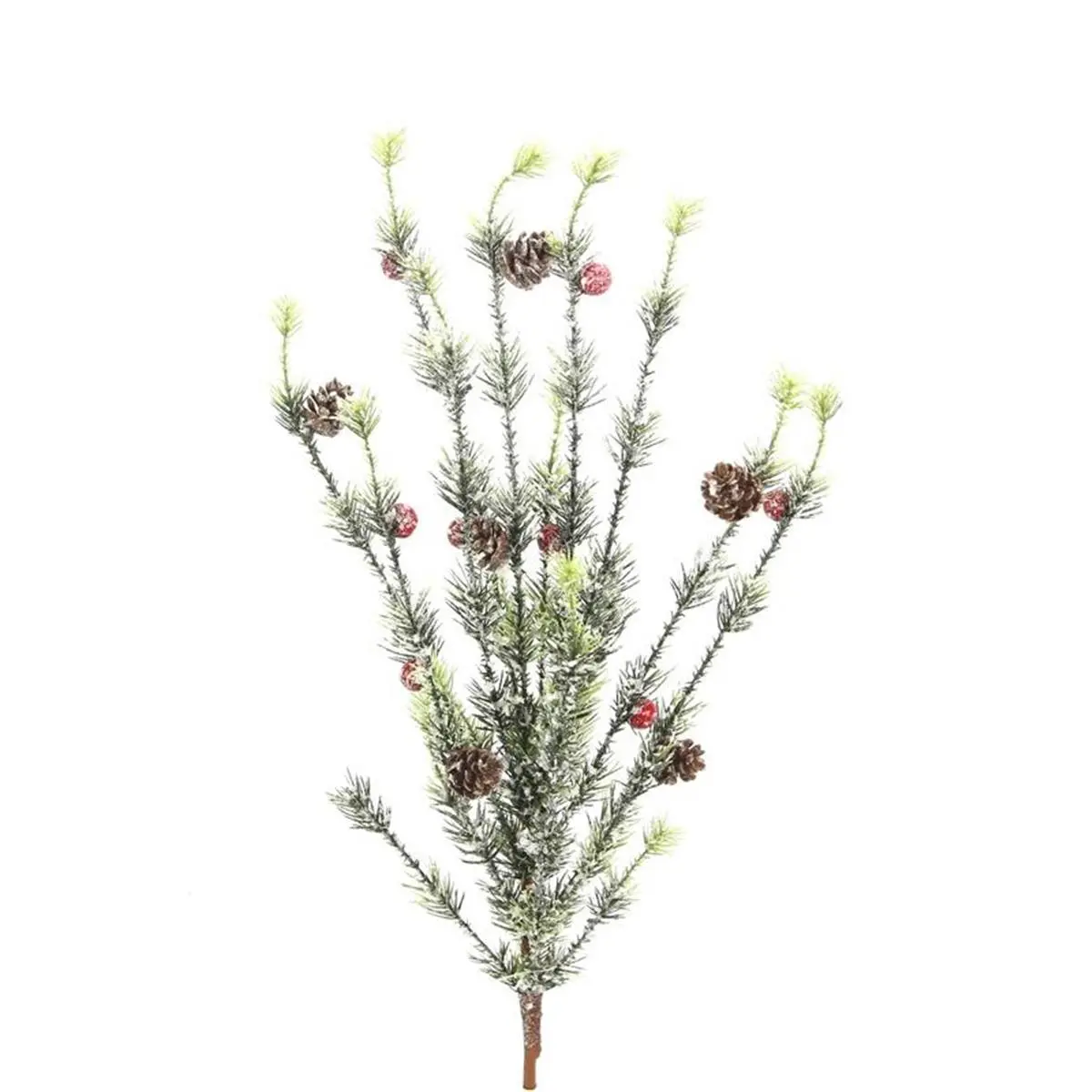 Admired By Nature Seasonal Berry-Pine Cone Spray with Snowy White Tips - Festive Home Decor, Holiday Craft Picks, Gift Supplies