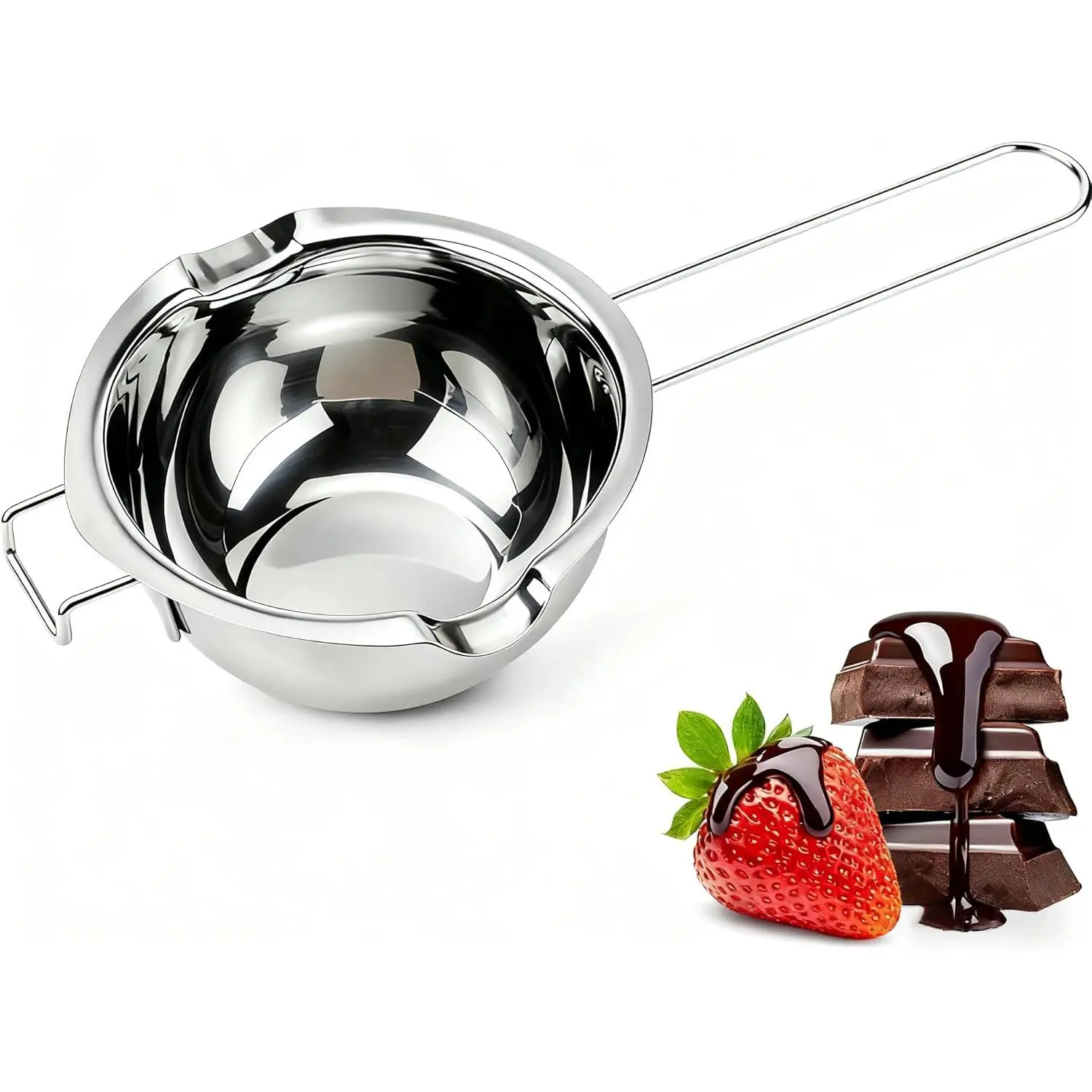 480ml Stainless Steel Double Layer Pot Chocolate Melter Bowl Chocolate Water Bath Pot for Melting Chocolate, Butter, and Soap Candle Candy Making