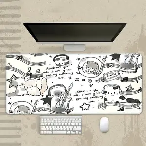 Cute Cat Pattern Mouse Pad, Rectangle Gaming Mouse Pad, Office Desk Keyboard Mat for Home Office Desk, Cute Desk Accessories