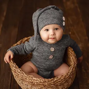 Baby Photo Clothes Props Button Hat Two Sets