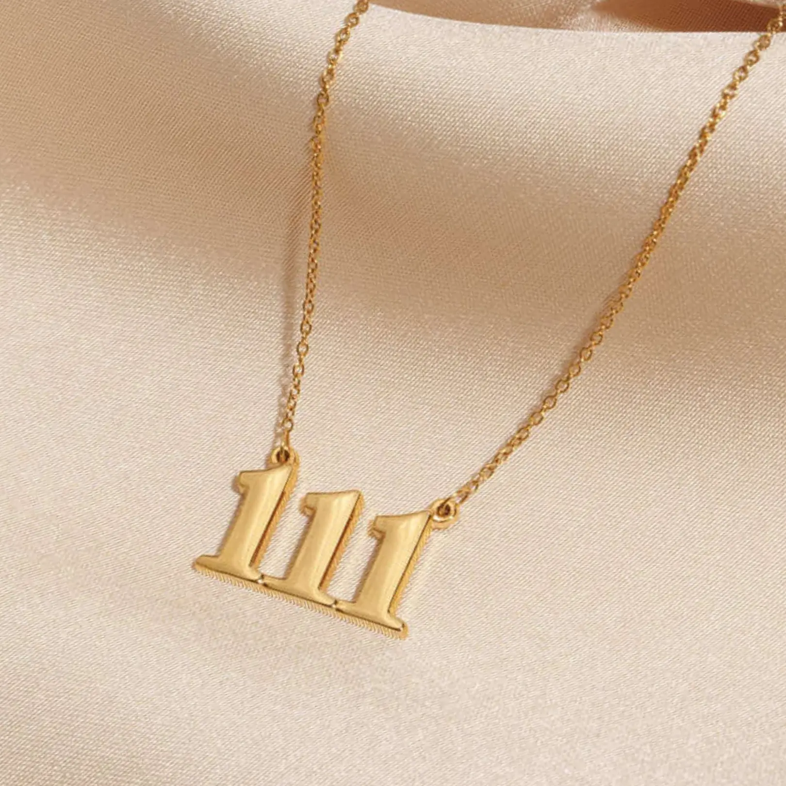 Angel Number Necklace - Choose Your Number - 11:11, 111, 222, 333, 444, 555, 666, 777, 888, 999 - 18k Gold Plated Stainless Steel and Silver