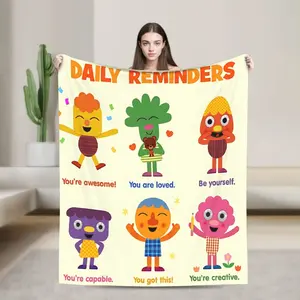 Noodle and Pals Cartoon Flannel Blanket Super Simple Songs Style Machine Washable Super Soft Throw for Kids Adults Bed Sofa Birthday Gift