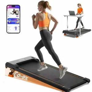 Walking Pad Under Desk Treadmill with 0 to 9 Percent Incline, Quiet BLDC Motor Flat Running Machine with Extra Large Belt App and Remote Control, Portable Compact Fitness Exercise Equipment for Home Office Apartment Small Spaces