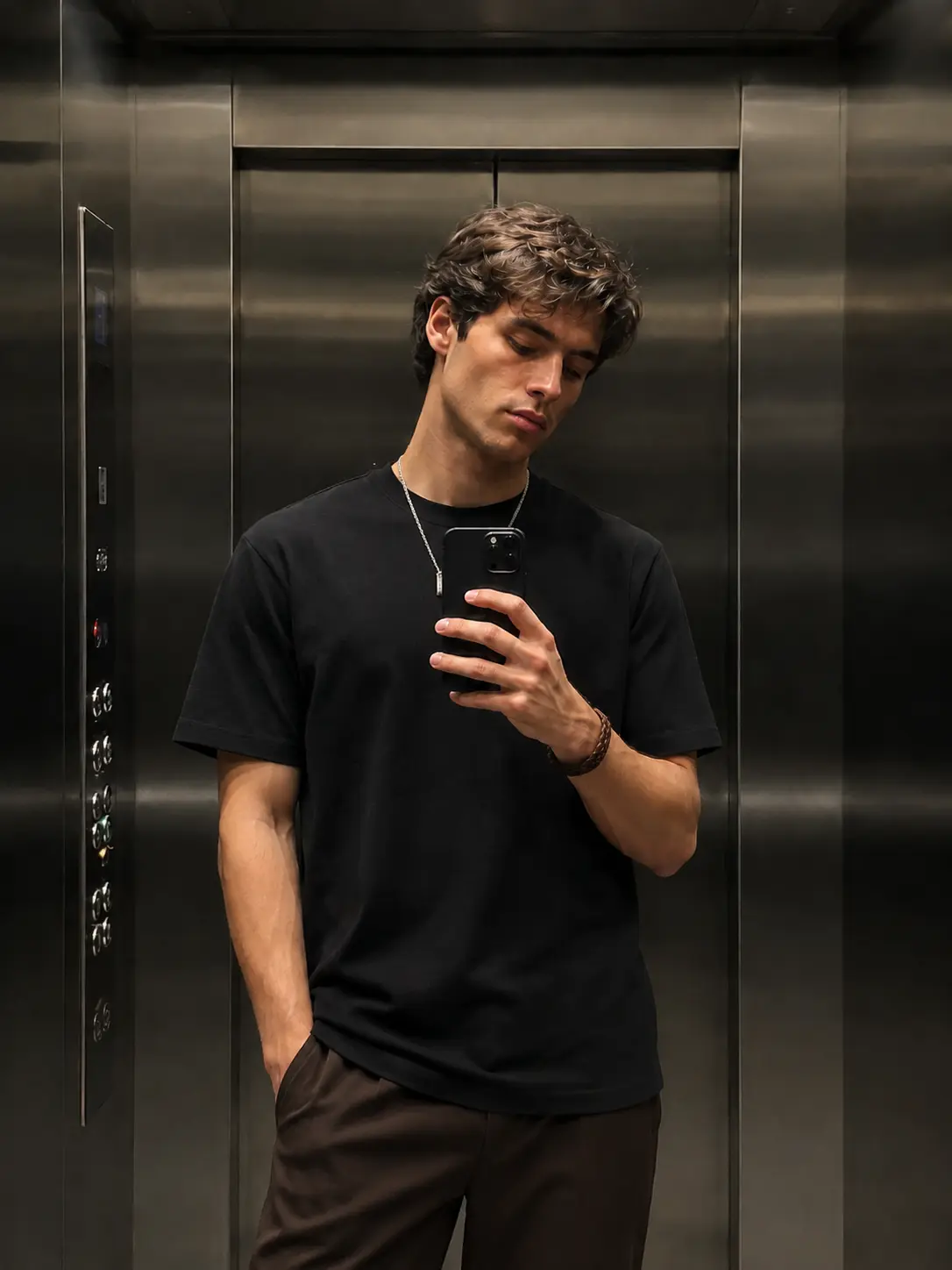 Men's Solid Black Crew Neck Short Sleeve T‑Shirt,Relaxed Fit Soft Cotton Plain Basic Tee,Urban Streetwear Top For Daily Commute Casual Summer Outfit For Men