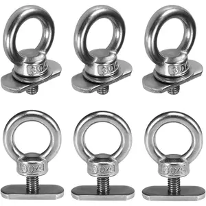 6 Packs Stainless Steel Kayak Track Mount Tie Down Eyelet Rail for Kayak Canoe Boat Bungee Cord or Ropes
