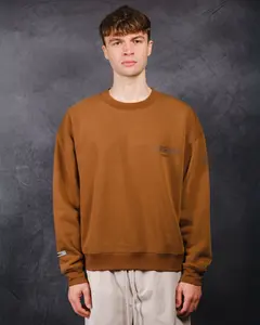 Brooklyn Cloth Originals Tonal HD Fleece Crew, Relaxed Oversized Fleece Sweatshirt with Ribbed Cuffs, Embroidered Chest Logo and Tonal HD Texture, Pumice Stone, Sage, Small to Large