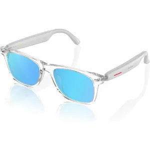 Sunglasses for Men & Women -  Sunglasses with Speakers,  Control, Outdoor UV Protection and Voice Control, Hands-Free Calls (Mirror Blue Lens)