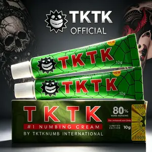 TKTK-Green 80% Deep Numbing Tattoo Cream, 10g Per Tube Maximum Strength Professional Soothing Cream for Tattoo Artists, All Skin Types, 6-8 Hours Local Relief, Strip Packaging