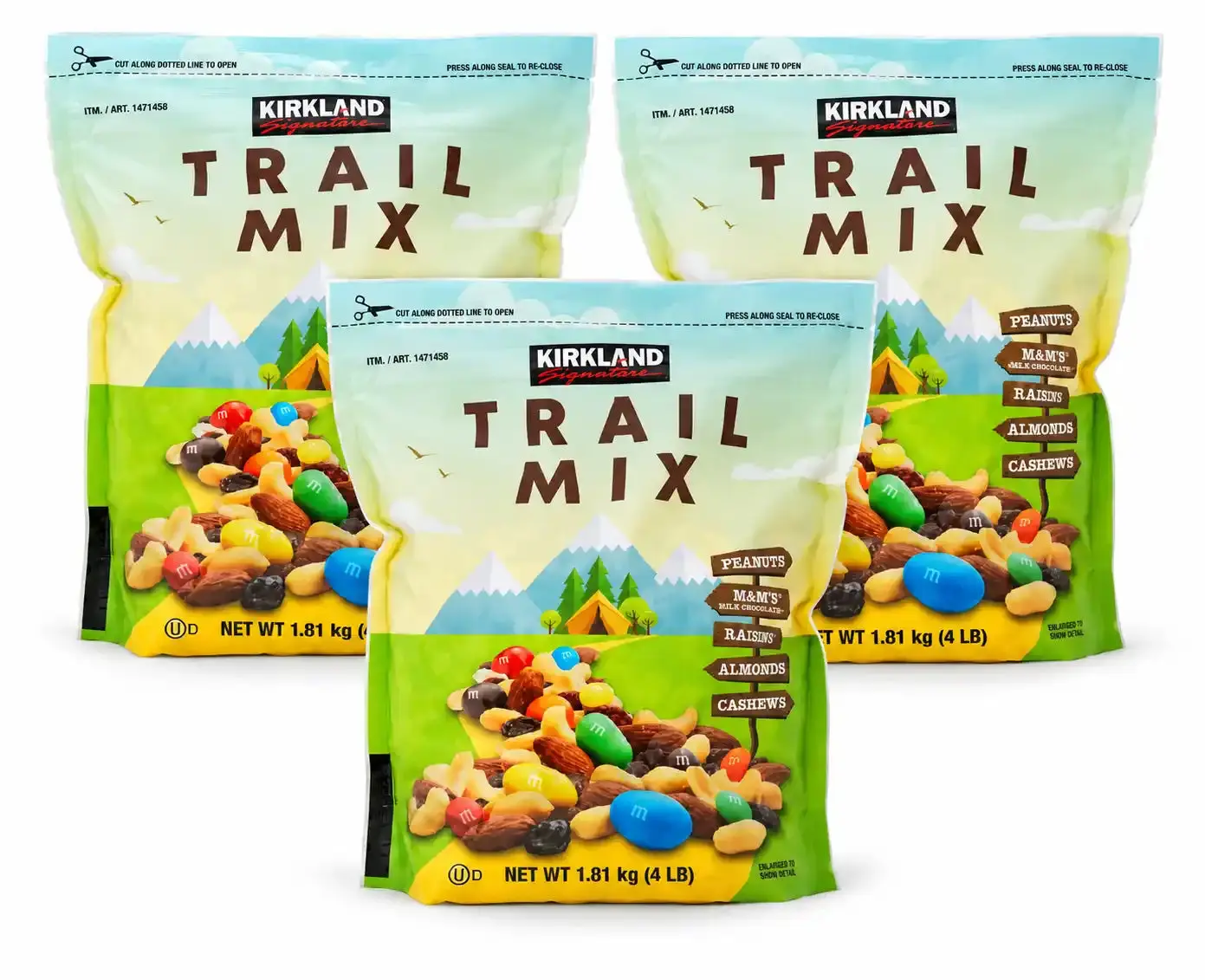 Kirkland Signature Dry Sweet Trail Mix Snack - Peanuts, M&M’s, Raisins, Almonds, Cashews - 4 lb Bags, 3 Pack, 12 lb Total