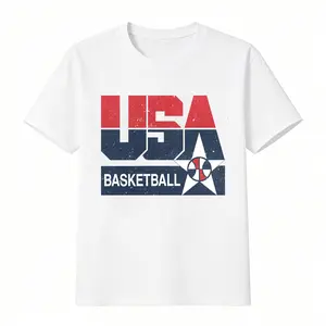 Winter outfits Men's Cotton Casual Summer USA Basketball Vintage T-shirt Regular Fit Retro Graphic Tee Short Sleeve Top Lightweight Unisex Streetwear For Daily Wear Soft Breathable Sporty Aesthetic