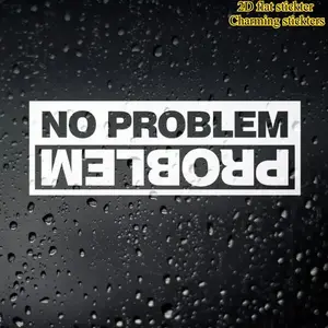 1PC Street Trendy Casual Relaxed Logo Sticker Stick on trendy backpacks or car windows, this black & white high-contrast upside-down "NO PROBLEM" decor instantly has a relaxed playful vibe, young people pursuing casual life