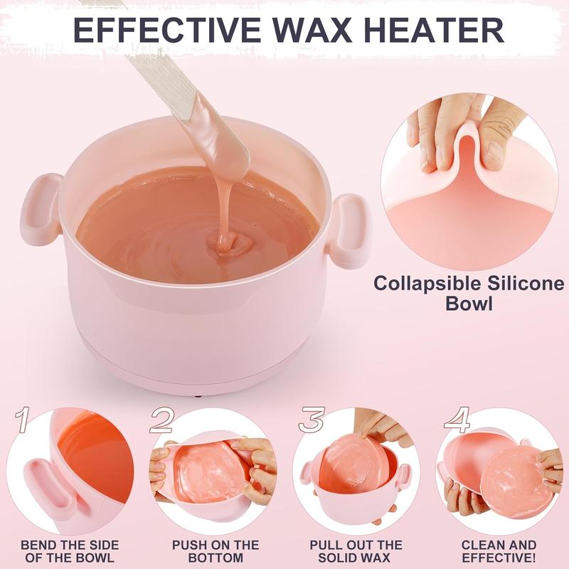 Waxing Kit for Women and Men, Home Wax Warmer with 3 Pack Hard Wax Beads, Hot Wax Hair Removal Paraffin Warm Crème Wax Melter for Brazilian Body Underarm Bikini Chest Legs Face Brows Upper Lips Eyebrow Sideburn Nose Ear Hair Removal Kit