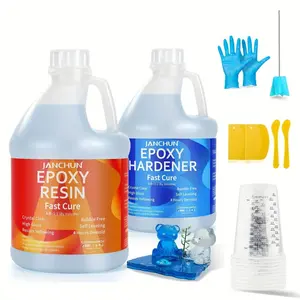 JANCHUN Epoxy Resin 1Gallon/32oz - Crystal Clear Epoxy Resin Kit - No Yellowing No Bubble High Gloss Casting & Coating Resin For Art Crafts,DIY, Fast Cure Art Resin For Jewelry Making, Art Painting, Wood & Resin Molds (1/2 Gallon X 2) Self Leveling
