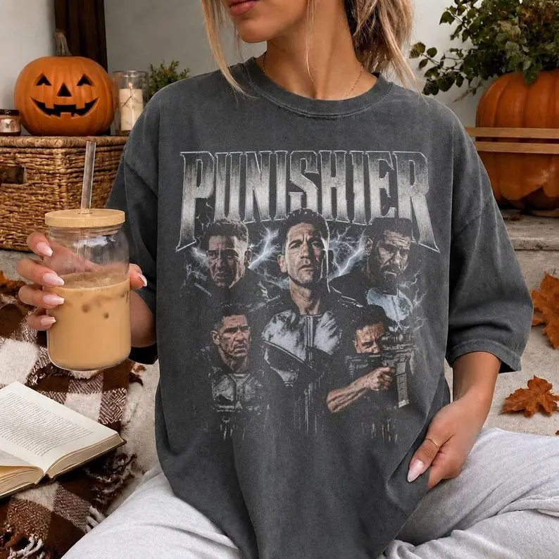 The Punisher Vintage Bootleg Shirt, Frank Castle Jon Bernthal Retro 90s Tee, Movie Star Graphic T-Shirt