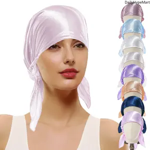 Silky Satin Triangle Bonnet Elastic Home Sleeping Headwrap