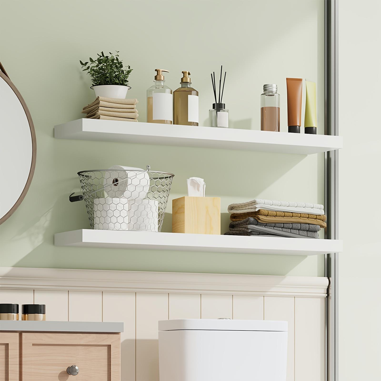 TOMNK 2/4/6pcs Floating Shelves, 15.7"/19.7"/ 22" Wood Hanging Shelf for Wall, Hanging Book Shelf for Wall Home Decor Living Room And Kitchen, Heavy Duty, Mounted Wood Shelves for Books, Bathroom, Storage Over Toilet