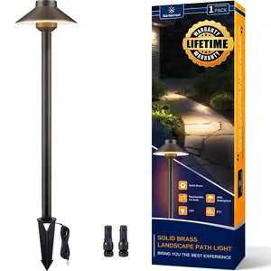 Gardenreet Solid Brass Low Voltage Landscape Pathway Light, LED Outdoor Accent Path and Area Light(Hat 2401)