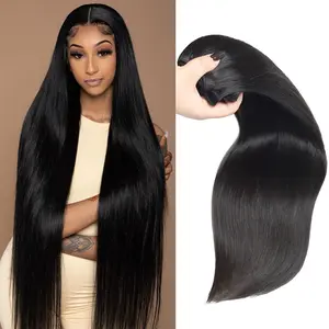 Beafay Human Hair Virgin Straight Human Hair  3/4 Bundles 12A Brazilian Unprocessed Human Hair Bundles For Black Woman Straight Weave Hair Extensions Natural Black