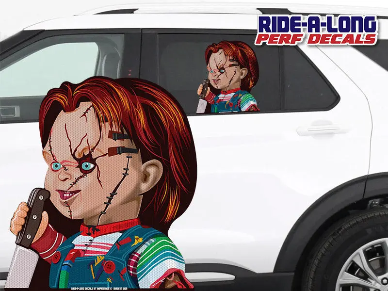 Chucky Doll Killer *RIDE A LONG* Perforated Decal